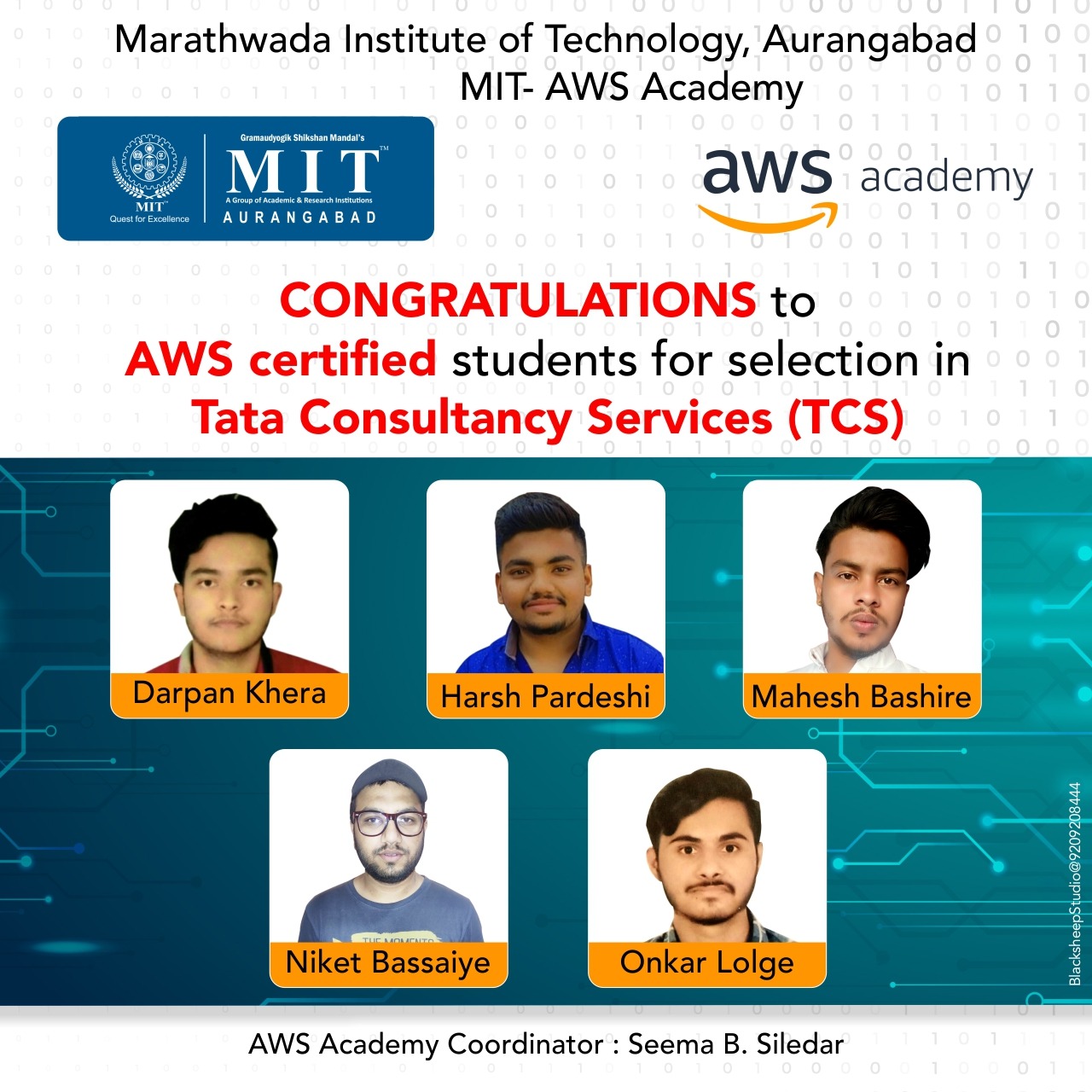 Placements (2020-21) -TCS selections AWS Academy